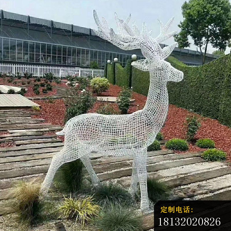 小区不锈钢镂空鹿雕塑 (2)_800*800