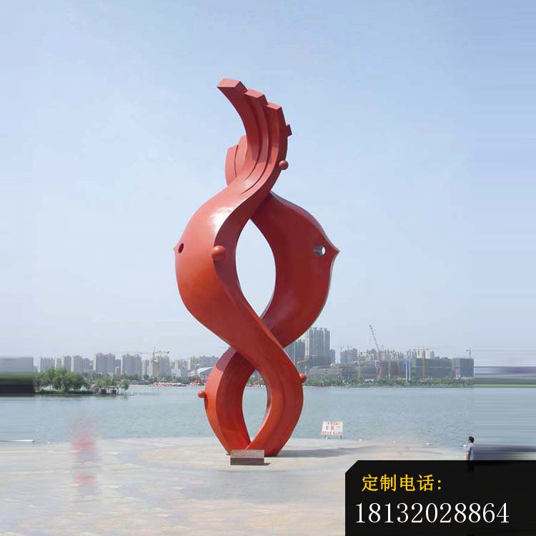 海边不锈钢抽象鱼雕塑_750*750