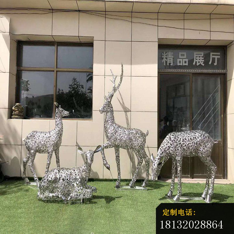 庭院不锈钢镂空鹿雕塑 (2)_800*800
