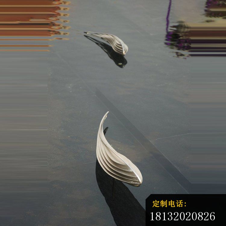 镜面抽象不锈钢小鱼雕塑_750*750