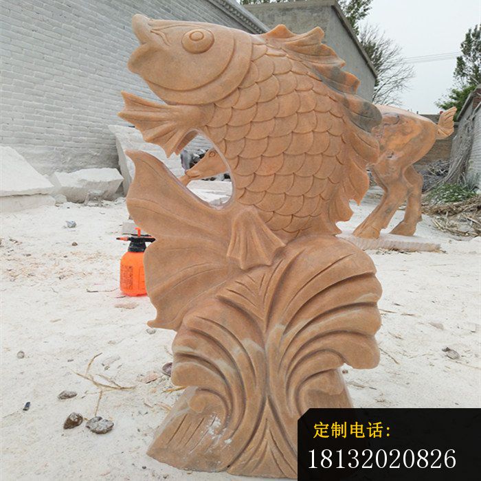 晚霞红鲤鱼喷泉石雕 (4)_700*700