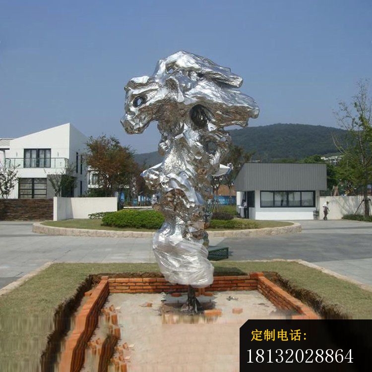 公园不锈钢抽象太湖石雕塑_750*750