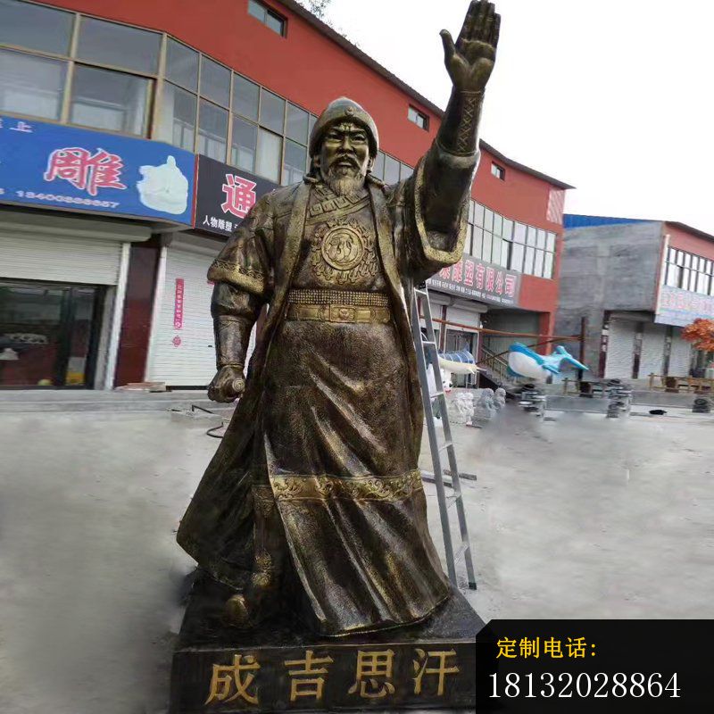 军事家成吉思汗挥手铜雕 (3)_800*800