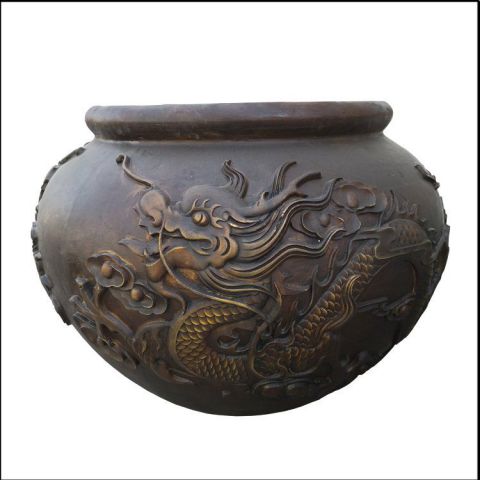 龙浮雕铜雕水缸