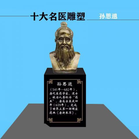 古代名医孙思邈头像铜雕