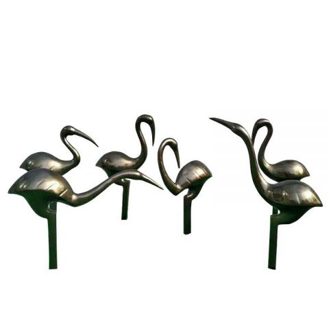 公园动物抽象仙鹤铜雕