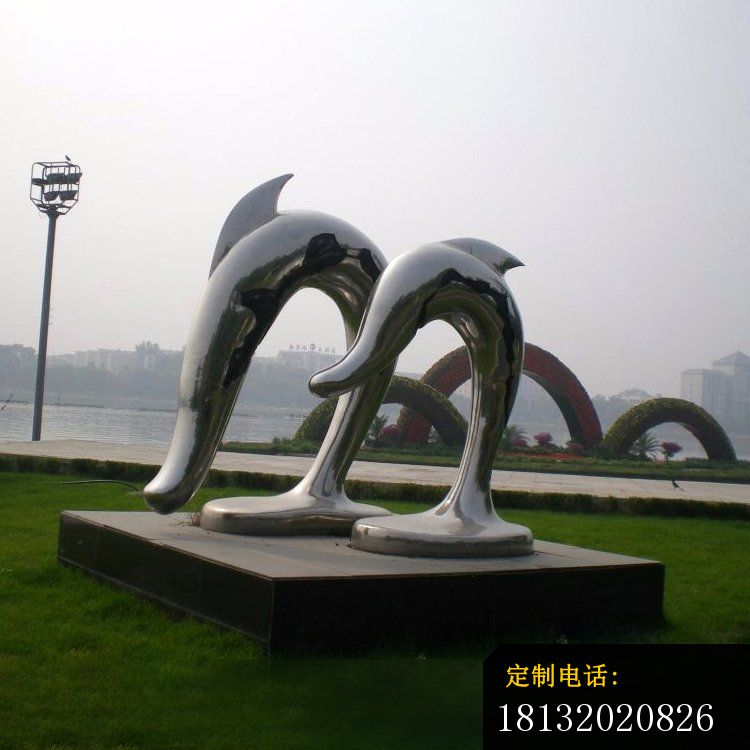 镜面不锈钢抽象海豚雕塑_750*750