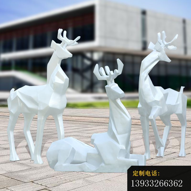 不锈钢白色梅花鹿雕塑 (1)_800*800