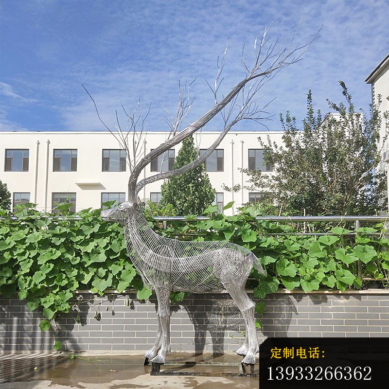 不锈钢现代抽象鹿雕塑 (2)_800*800