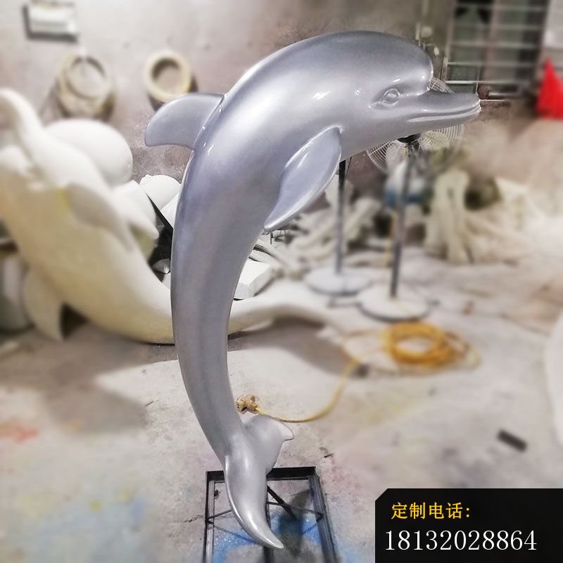 景区不锈钢抽象跳跃海豚雕塑 (3)_800*800