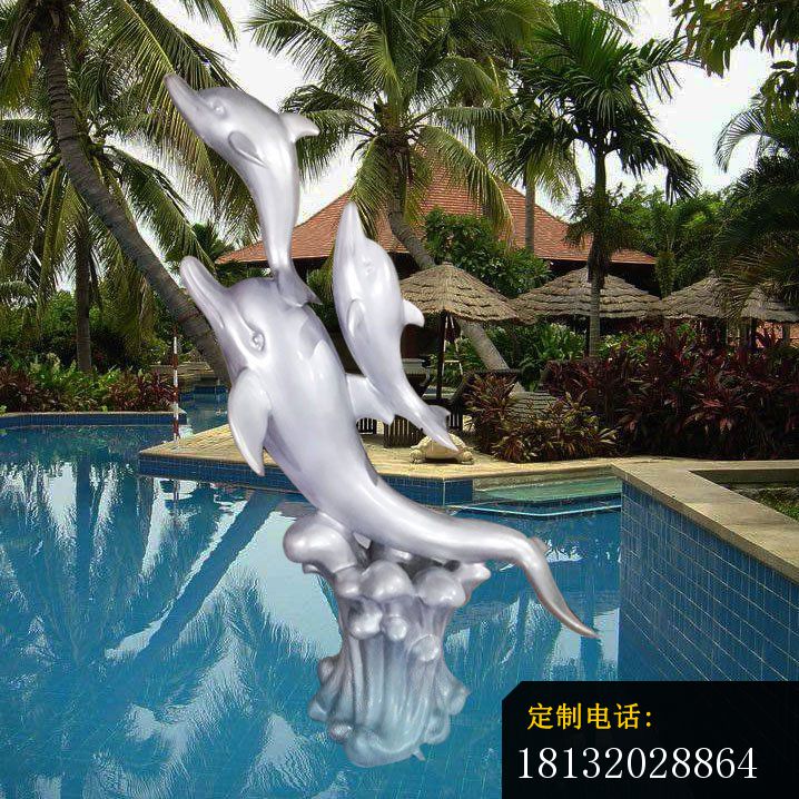 景区不锈钢抽象跳跃海豚雕塑 (1)_718*718