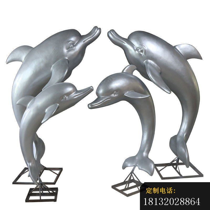 景区不锈钢抽象跳跃海豚雕塑 (2)_800*800