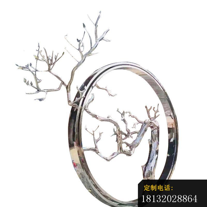 镜面不锈钢圆环树枝雕塑_800*800