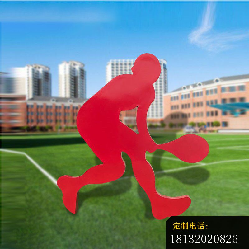 不锈钢打羽毛球抽象运动人物剪影雕塑 (1)_800*800