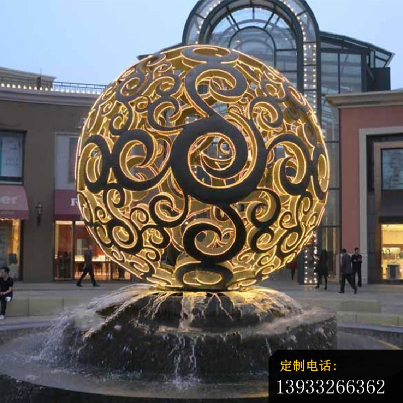不锈钢喷泉镂空球雕塑 (2)_800*800