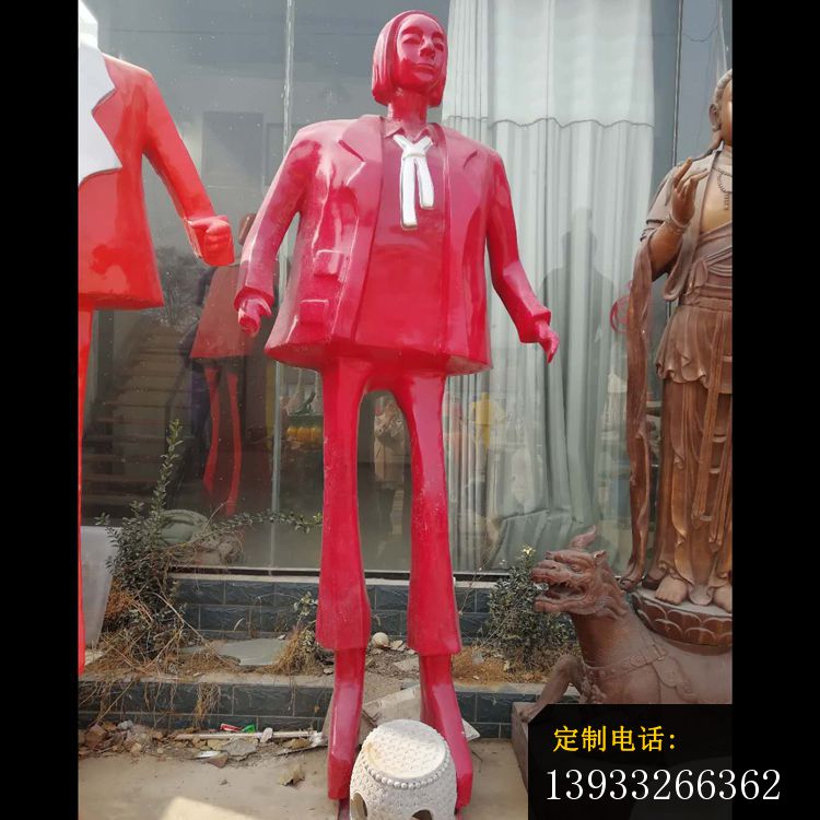 不锈钢抽象购物人物雕塑 (2)_750*750