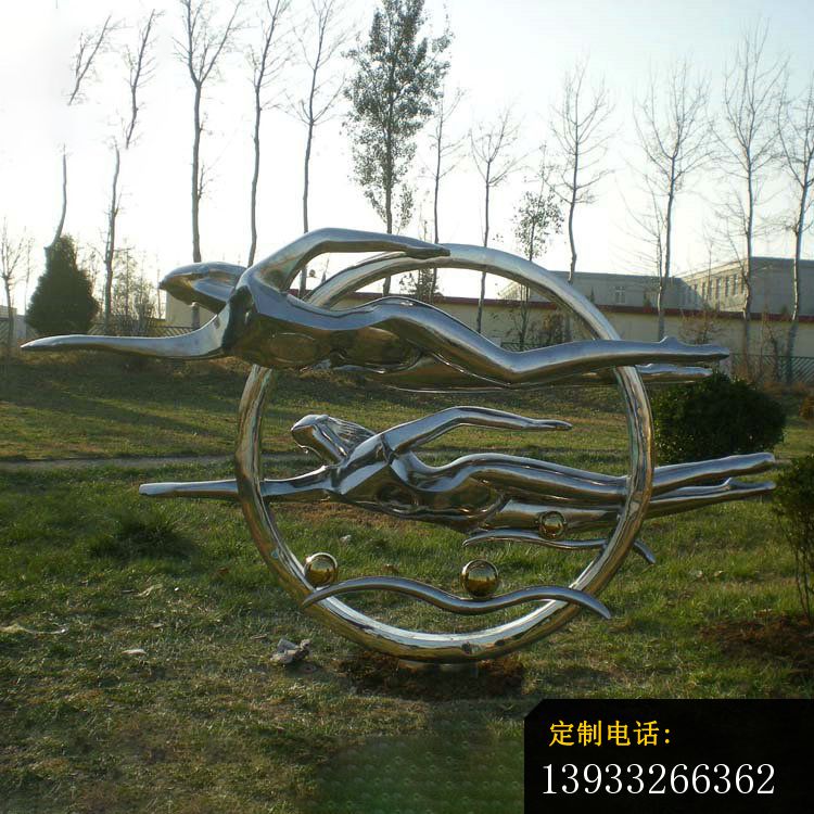 不锈钢飞跃圆环雕塑_750*750
