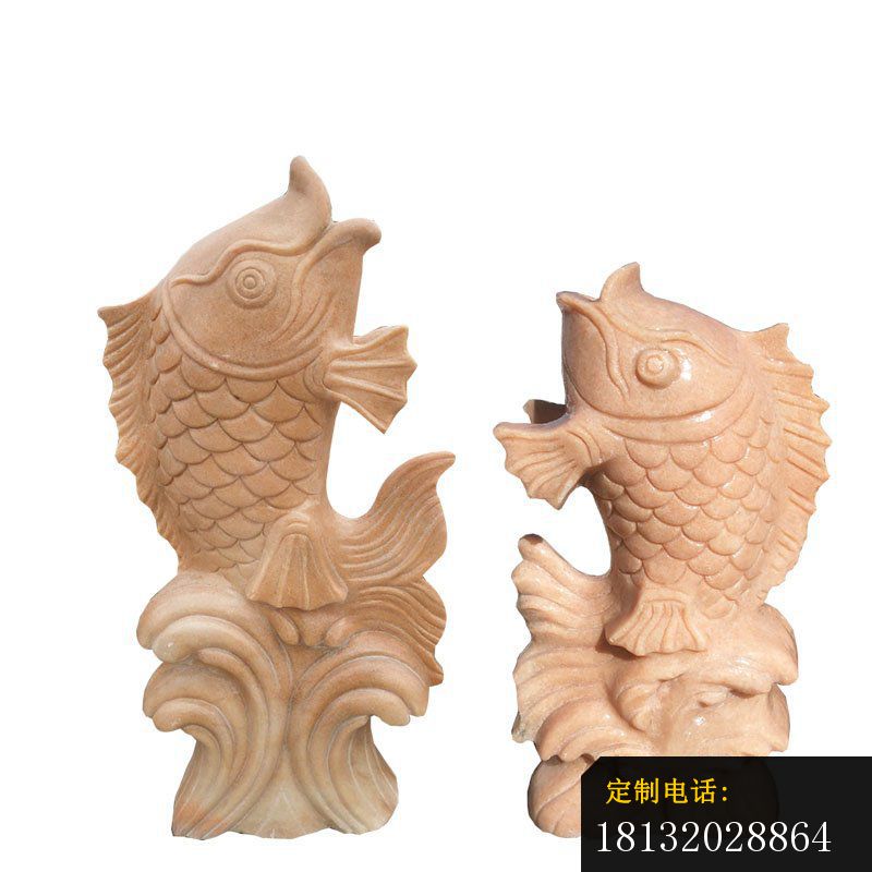 晚霞红鲤鱼喷泉石雕_800*800