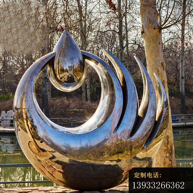 不锈钢水滴雕塑，广场景观摆件_800*800