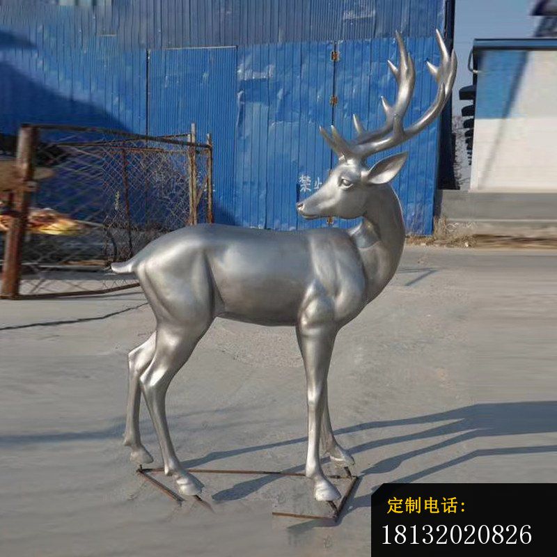不锈钢抽象回头鹿雕塑_800*800