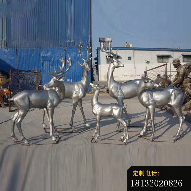 不锈钢抽象鹿组合铜雕_800*800