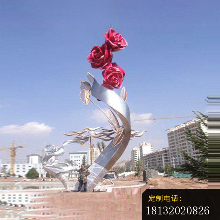 不锈钢抽象玫瑰花仙女雕塑_750*750