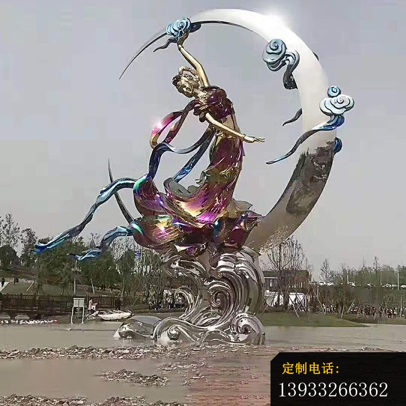 不锈钢抽象嫦娥奔月雕塑_800*800