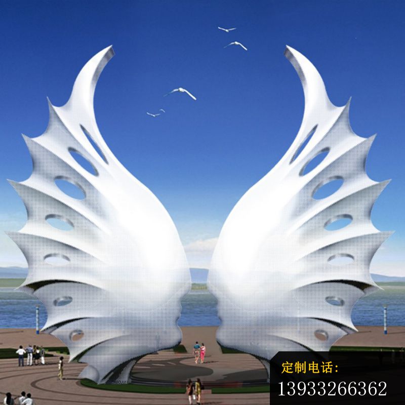 不锈钢大型抽象翅膀雕塑，城市景观不锈钢_800*800