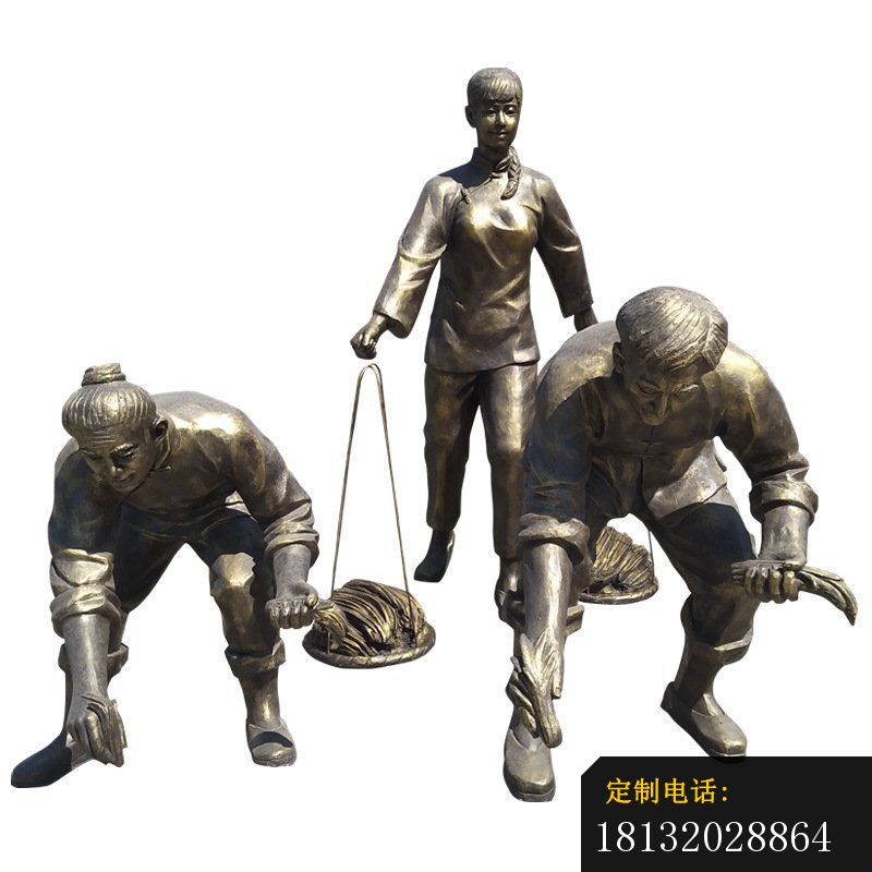 插秧民俗人物铜雕_800*800