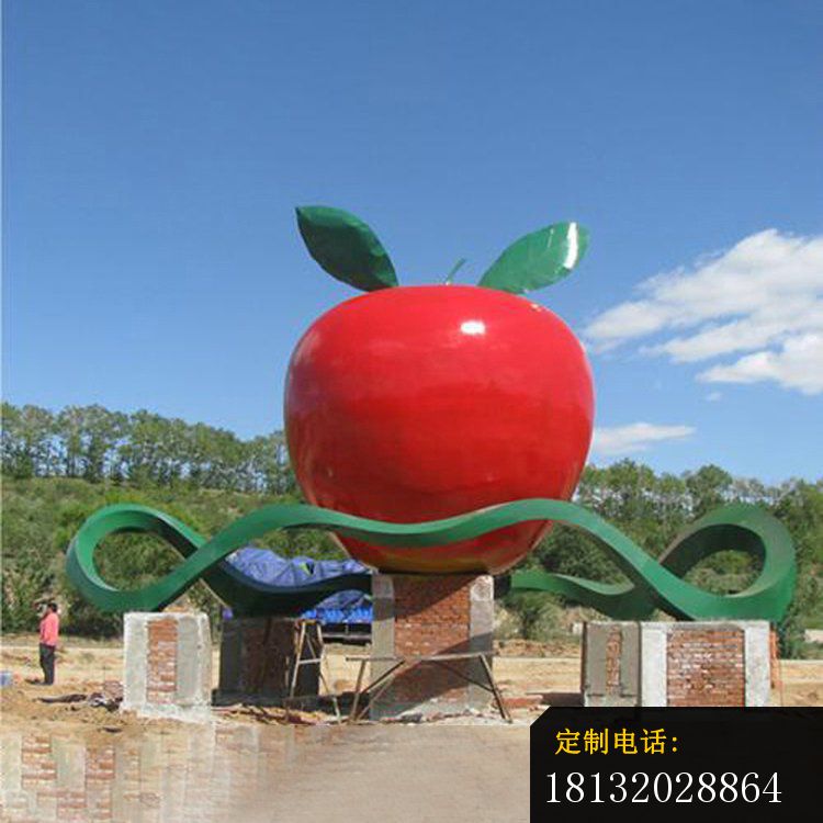 大型不锈钢红苹果雕塑_750*750