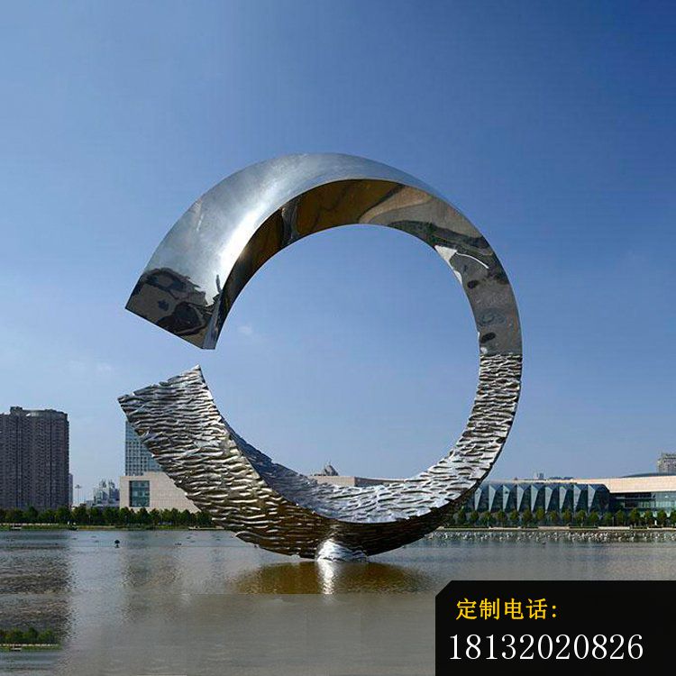 几何不锈钢抽象圆环水景雕塑_750*750