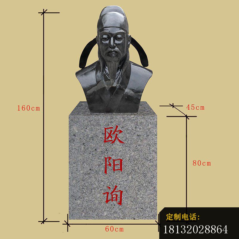 唐朝著名书法家欧阳询胸像铜雕_800*800