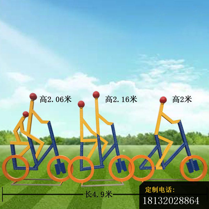 校园不锈钢抽象骑自行车人物雕塑_800*800