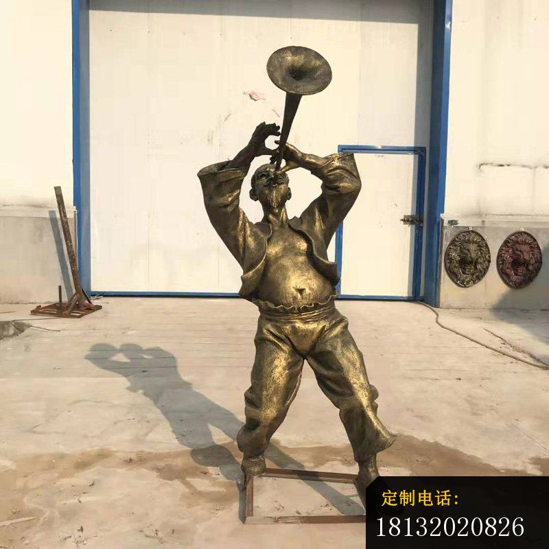 吹喇叭民俗人物铜雕_800*800