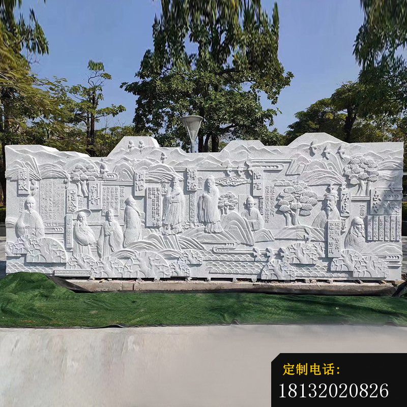 园林古代法治人物石浮雕_800*800