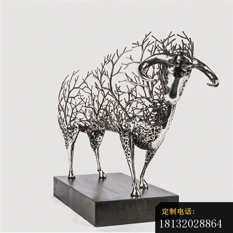 不锈钢镂空山羊雕塑_800*800