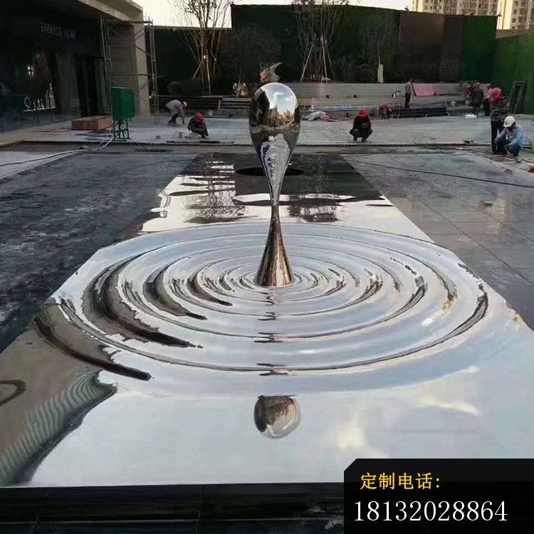 公园镜面不锈钢抽象水滴雕塑_750*750