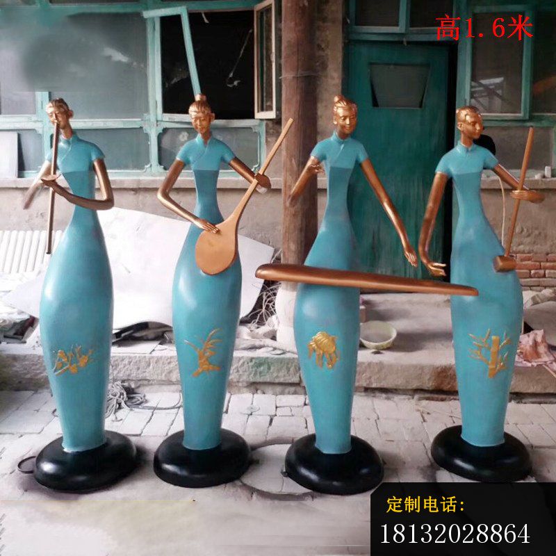 梅兰竹菊抽象音乐人铜雕_800*800