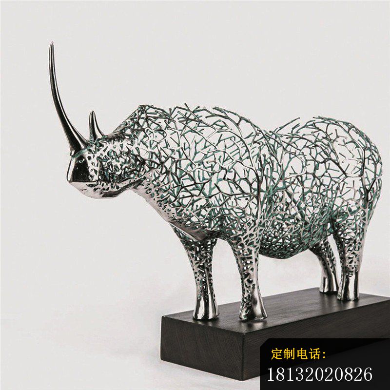 不锈钢镂空犀牛雕塑_800*800
