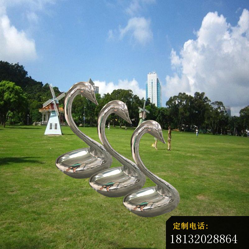 镜面不锈钢抽象天鹅雕塑_800*800