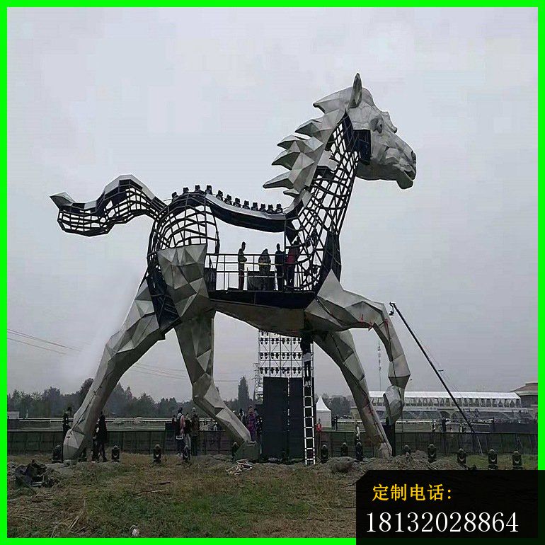 大型不锈钢镂空马雕塑_770*770