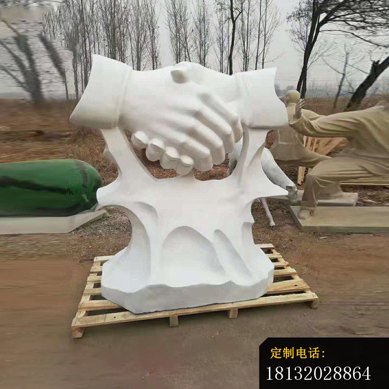 汉白玉握手石雕_800*800