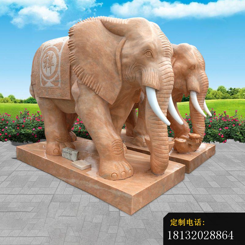 晚霞红吉祥大象雕塑_800*800