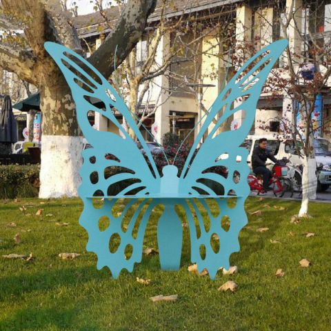 蝴蝶镂空球座椅不锈钢雕塑 