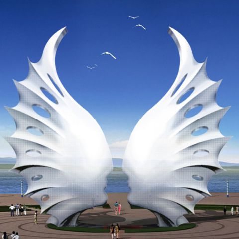 景观抽象翅膀不锈钢雕塑