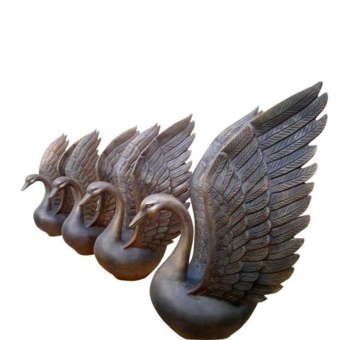小区动物天鹅铜雕