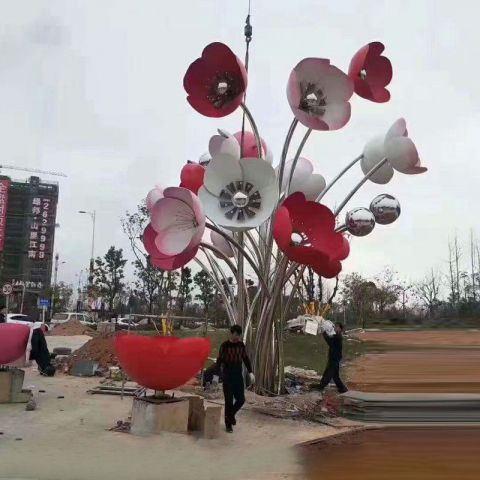 广场不锈钢花朵雕塑