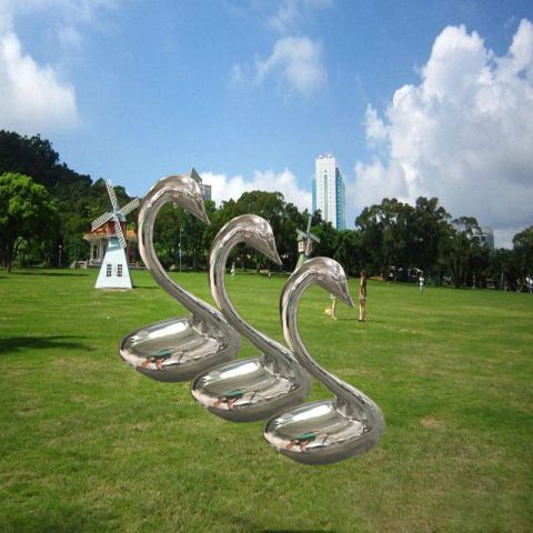 不锈钢抽象天鹅雕塑