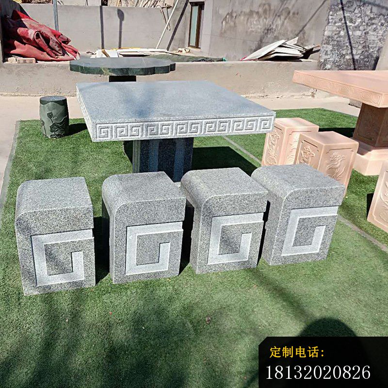 大理石方形桌凳雕塑_800*800