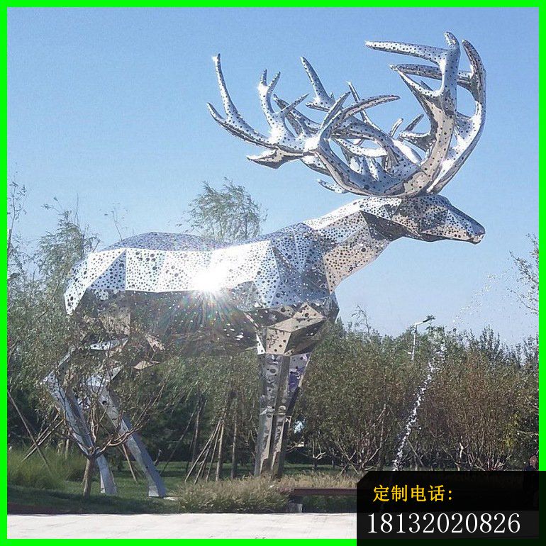 大型不锈钢镂空鹿雕塑_770*770